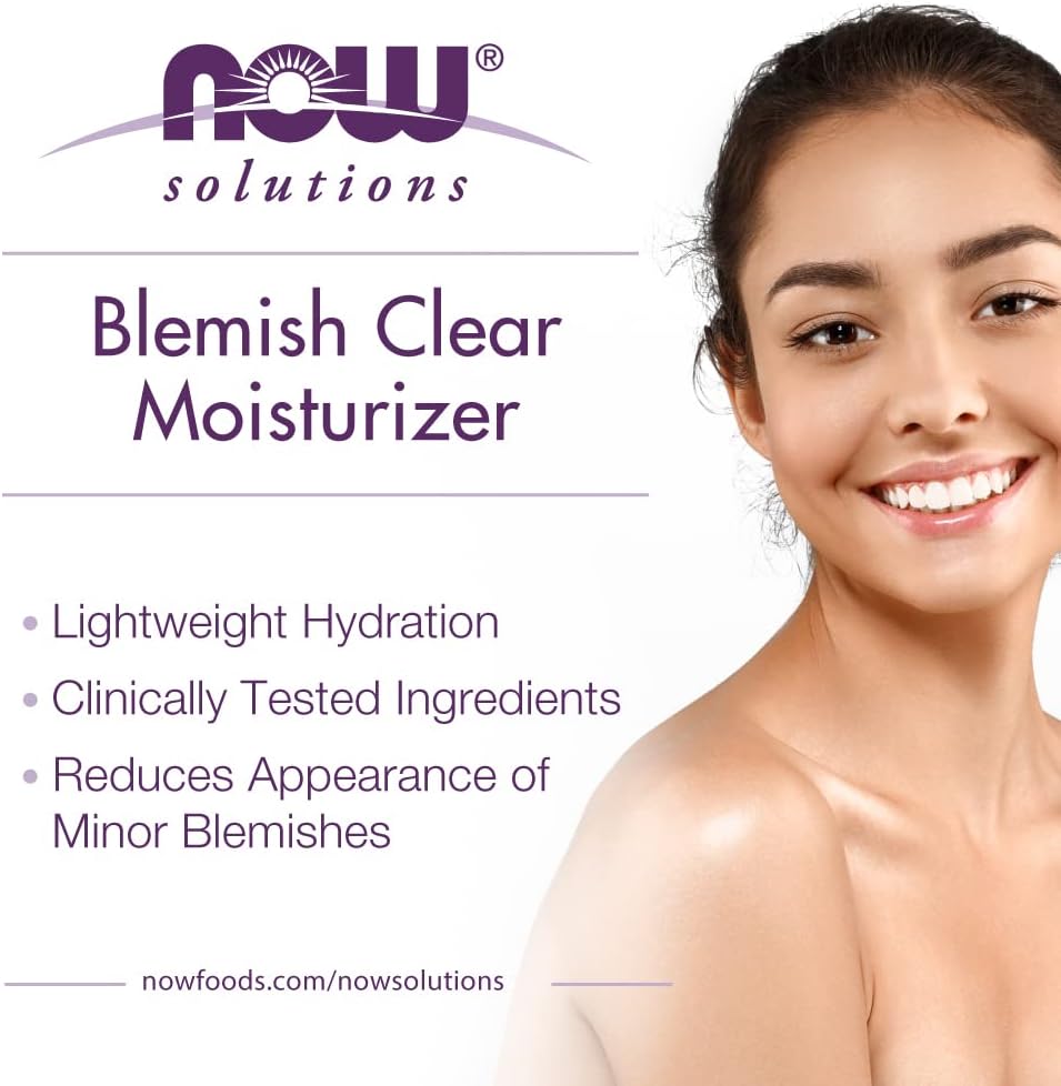 NOW Solutions, Blemish Clear Moisturizer, Improves Appearance With Skin Texture and Tone With Light-Weight Hydration, 59ml
