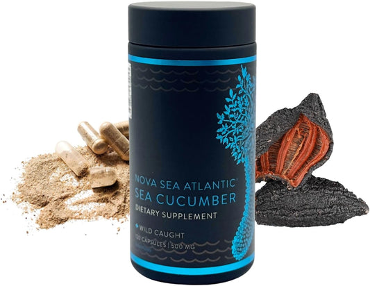 Nova Sea Atlantic Wild Sea Cucumber Supplement Capsules Antioxidant Healthy Energy Supplement with Fucosylated Chondroitin Sulfate Collagen Glycosides Vitamins Minerals