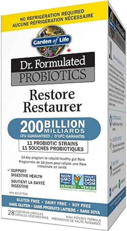 生命花園 - 博士配方益生菌恢復 | 2000 億菌落形成單位，重建健康腸道菌群，促進消化 | 11 種益生菌菌株 | 耐儲存 | 不含麩質，不含乳製品