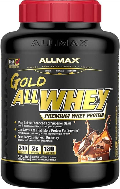 ALLMAX Nutrition - AllWhey Gold - 100% 乳清蛋白 + 优质乳清分离蛋白 - 巧克力 - 5 磅