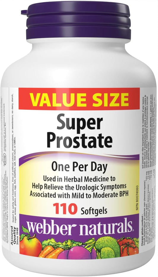 Webber Naturals 超级前列腺，110 粒软胶囊，有助于缓解泌尿系统症状和维生素 C 定时释放 1000 毫克，150 片，有利于骨骼、牙齿、免疫和抗氧化健康