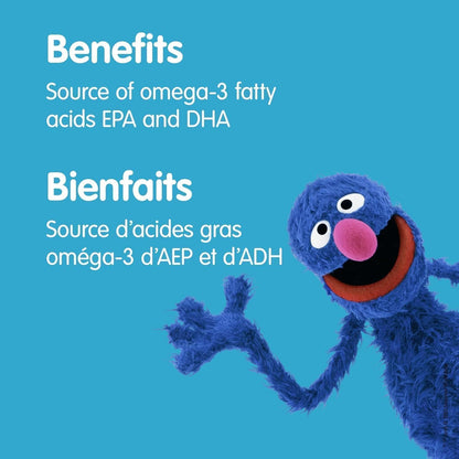Sesame Street Brilliant Omega-3 Kids Gummy with DHA by Webber Naturals, 120 Gummies, For Children Age 3 and Up