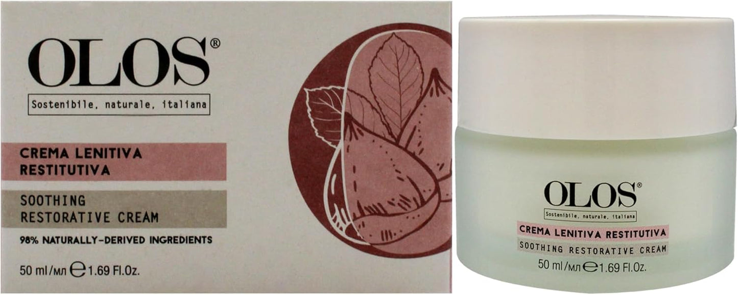 Olos Soothing Restorative Cream - Face Moisturizer - Face Lotion for Stress Signs and Redness - Face Cream with Aloe, Macadamia, Avocado Oil - 1.7 oz