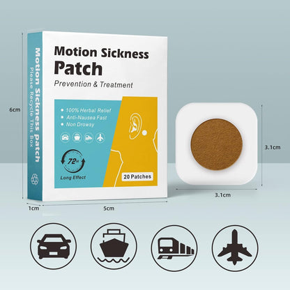 MQUPIN 晕车贴，20 片装，适用于乘车、乘船、乘飞机的晕船贴，起效快，无副作用（20 片）