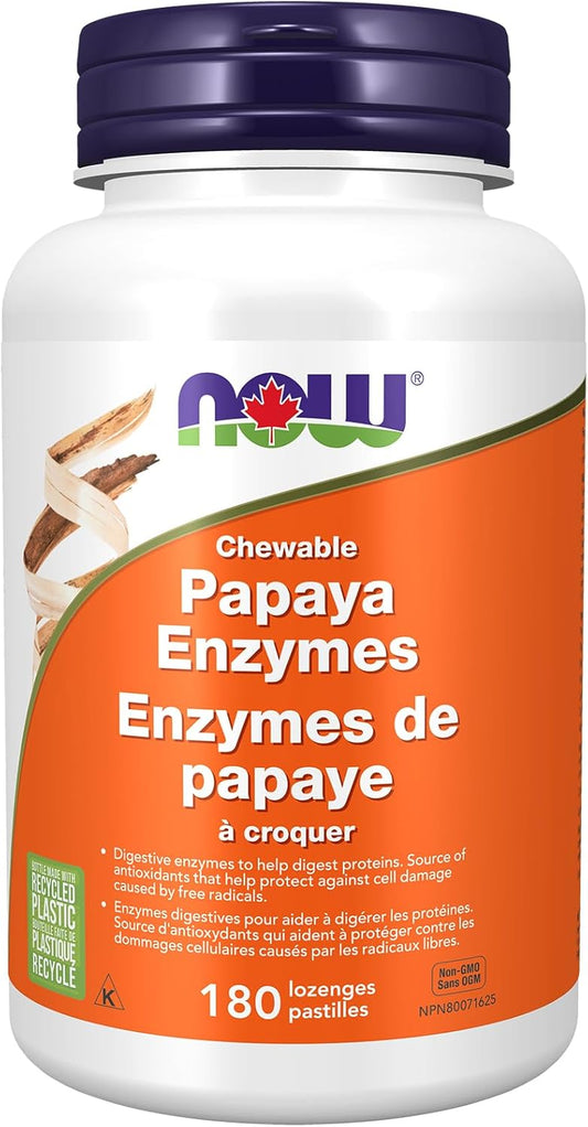 NOW Supplements, Papaya Enzyme with Mint and Chlorophyll, Digestive Support, 180 Chewable Lozenges