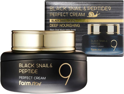 Farm Stay Farmstay Black Snail and Peptide 9 Perfect Cream - Anti Aging Cream with Peptide Formula - Fights Wrinkles and FIne Lines - Brightens Skin - 55 ml