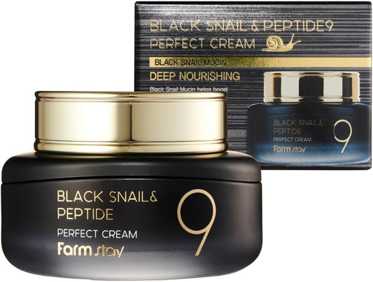 Farm Stay Farmstay Black Snail and Peptide 9 Perfect Cream - Anti Aging Cream with Peptide Formula - Fights Wrinkles and FIne Lines - Brightens Skin - 55 ml