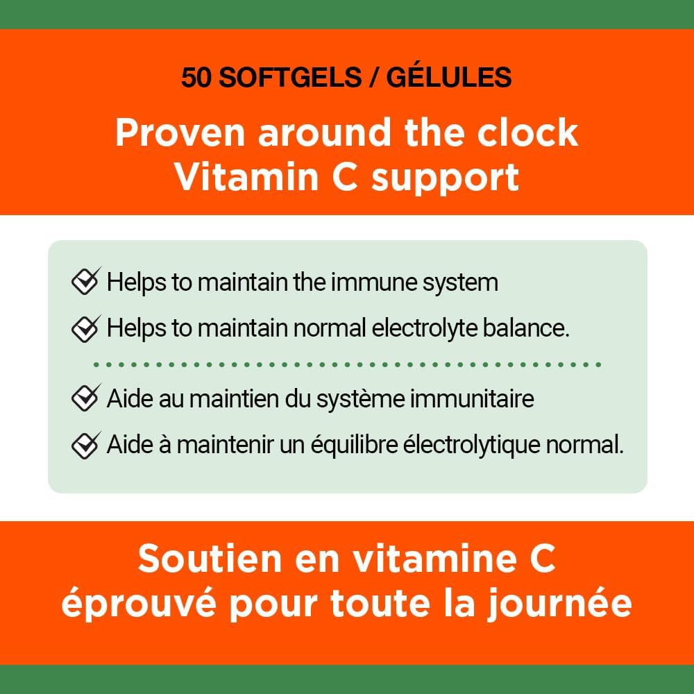 Nature's Bounty Immunity Plus，1000 毫克酯化維生素 C，含鋅、接骨木果和紫錐菊，50 粒軟膠囊，有助於維持免疫系統