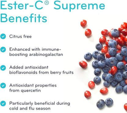 Sisu Ester-C 至尊膠囊，24 小時免疫支持，含抗氧化生物類黃酮和落葉松阿拉伯半乳聚醣，用於支持免疫系統，120 粒膠囊，不含柑橘、不含麩質、純素、非基因