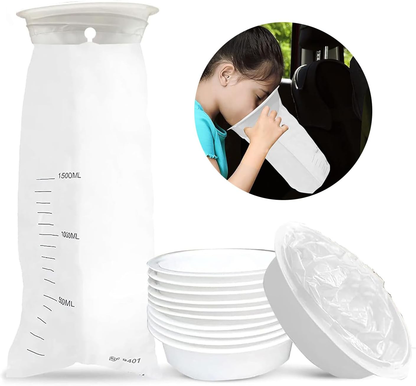 便携式呕吐袋，容量大，适合旅行晕车和孕吐，轻松收集唾液和呕吐物