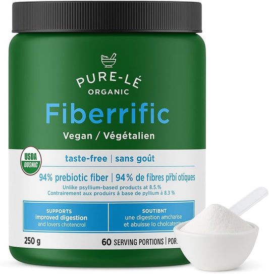 Pure-lē Fiberrific | USDA Approved | Organic Agave Inulin Prebiotic Fiber Supplement Powder | Supports Digestion, Gut & Intestinal Health, Regularity, Helps Reduce Bloating & Cholesterol | 60 Servings