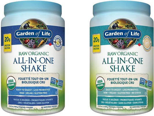 Garden of Life Raw All-in-One Nutritional Shake, Vanilla + Lightly Sweet (28 servings each)