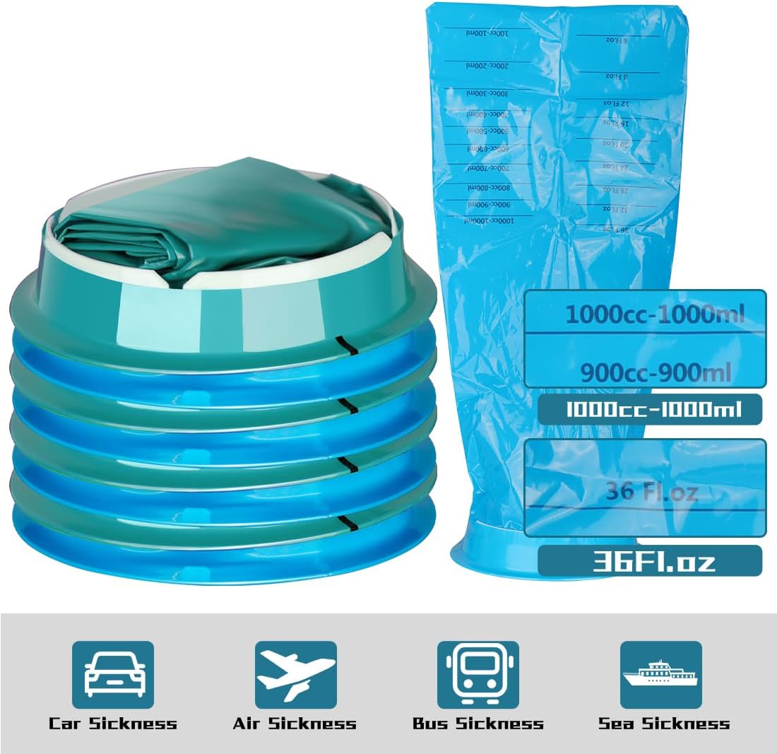 LINXIU 呕吐袋 一次性呕吐袋 1000ml 恶心呕吐袋 便携式呕吐袋 适用于旅行、汽车、晕车、孕妇、晨吐 16个装