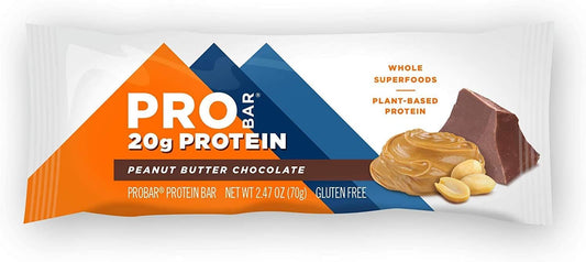 PROBAR Protein Bar, Non-GMO, Gluten-Free, Healthy Snack, Plant-Based Whole Food Ingredients, Peanut Butter Chocolate, 12 Count (70g)
