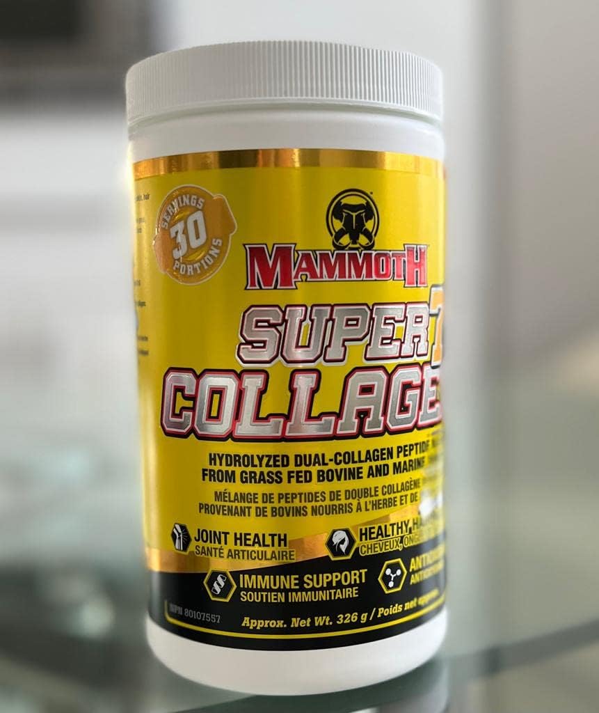 Mammoth Super 7 Collagen, 10g Grass Fed Bovine & Marine Sourced Collagen Types I & III, Joint Health, Immune Support, Antioxidant, CoQ10, 30 servings, Unflavoured