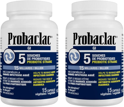 Probaclac GI probiotic for diarrhea, Multi-strain probiotic and lactic ferment complex (5 strains).