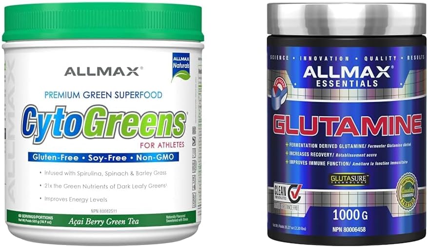 CytoGreens - 巴西莓绿茶 - 60 份，535 克和谷氨酰胺 1000 克