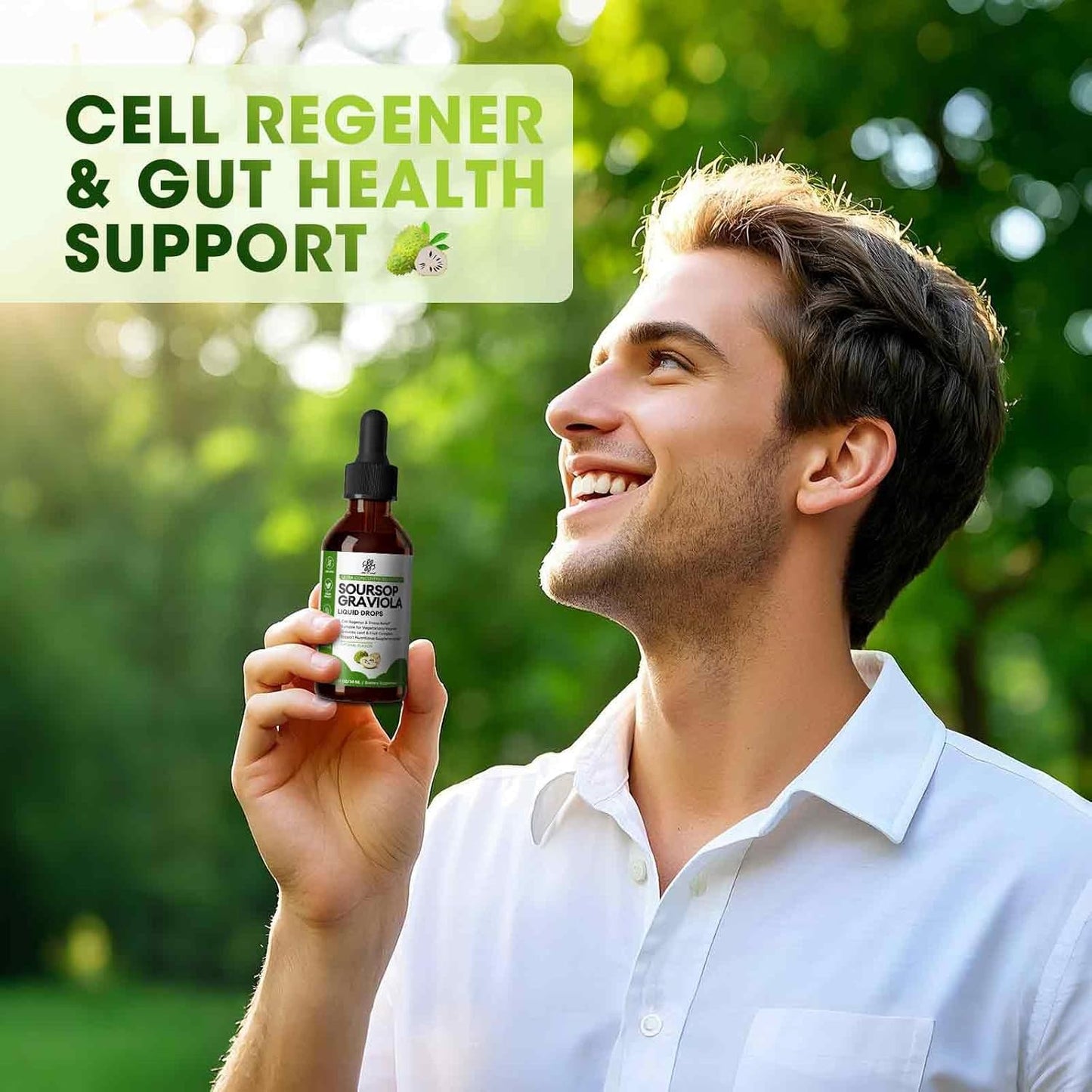 iMATCHME 刺果番荔枝液態滴劑，用於細胞支持和再生、免疫系統和腸道健康支持、純刺果番荔枝苦味液、高吸收率、無糖/無麩質、天然香料，1 液體盎司