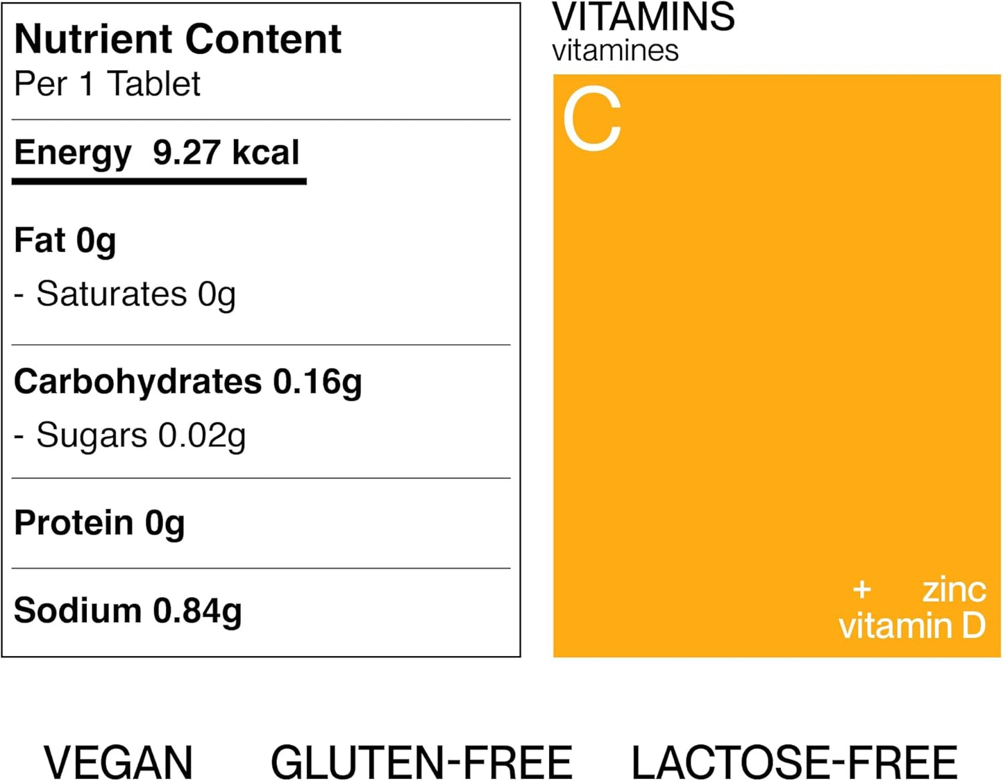 Vitaline 維生素 C 補充劑（含鋅和維生素 D）- 維生素 C 膳食補充劑，用於免疫支持 - 橙味，24 片泡騰片
