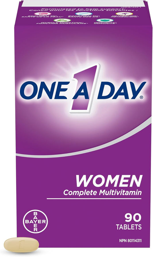 每日一片女性复合维生素 - 女性每日维生素 - 女士复合维生素，含维生素 A、维生素 C、维生素 D 和锌（用于免疫支持）、维生素 E、维生素 B12、生物素、钙、铁，90 片