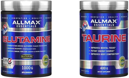 ALLMAX 谷氨酰胺 1000G & 营养 100% 医药级最大强度 + 吸收牛磺酸，400g