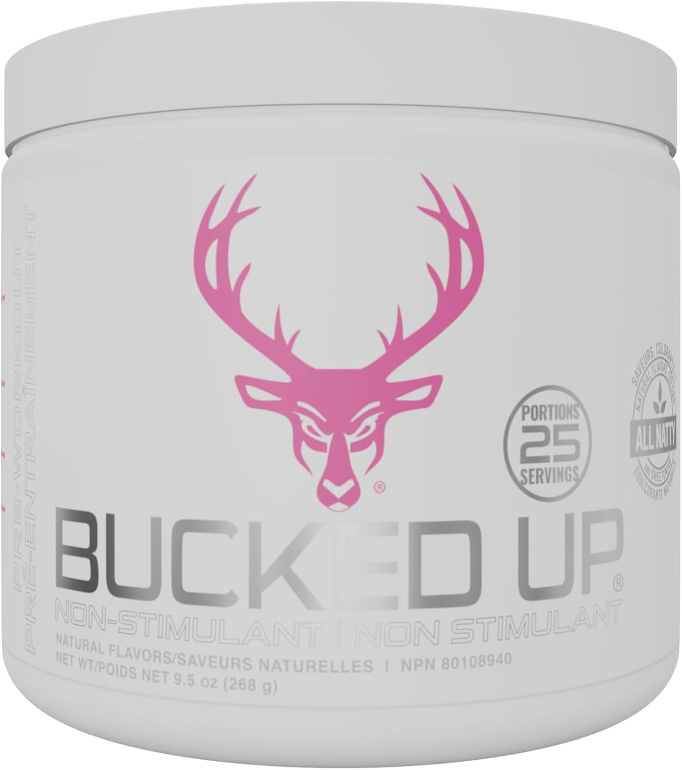 Bucked Up 无刺激运动前补充剂：提升运动表现，缓解紧张，不含咖啡因，粉红柠檬水口味，25 份