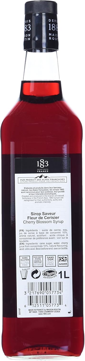 1883 Maison Routin 櫻花味糖漿，1L 玻璃瓶