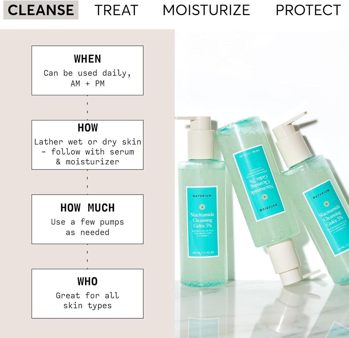 Naturium Niacinamide Cleansing Gelee 3% | Moisturizing Face Wash, For All Skin Types | 7.1 FL OZ / 210 ml
