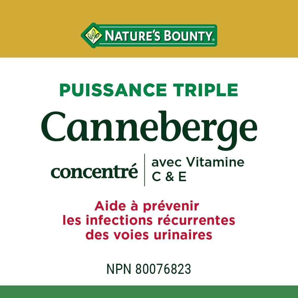 Nature's Bounty 蔓越莓丸，含维生素 C 草本保健品和 B 族复合物，含叶酸和维生素 C，有助于代谢碳水化合物，100 粒软胶囊