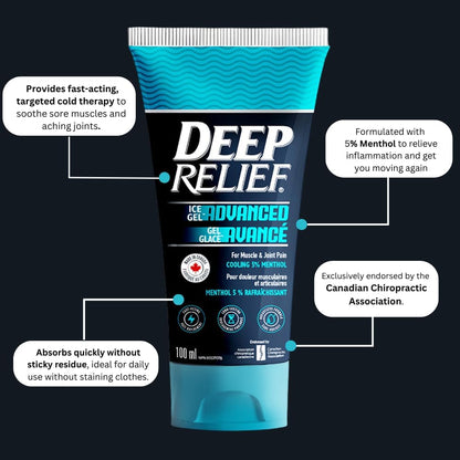 深度舒缓冰冻凝胶升级版 | 快速冷却缓解肌肉和关节疼痛 | 5% 薄荷醇配方 | 不油腻，快速吸收 | 加拿大制造 – 100 毫升