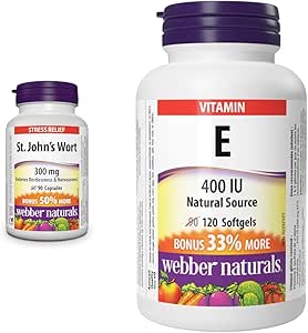 Webber Naturals 聖約翰草萃取膠囊，300 毫克，90 粒，含維生素 E 400 國際單位，120 粒軟膠囊，天然維生素 E 來源，具有抗氧化作用