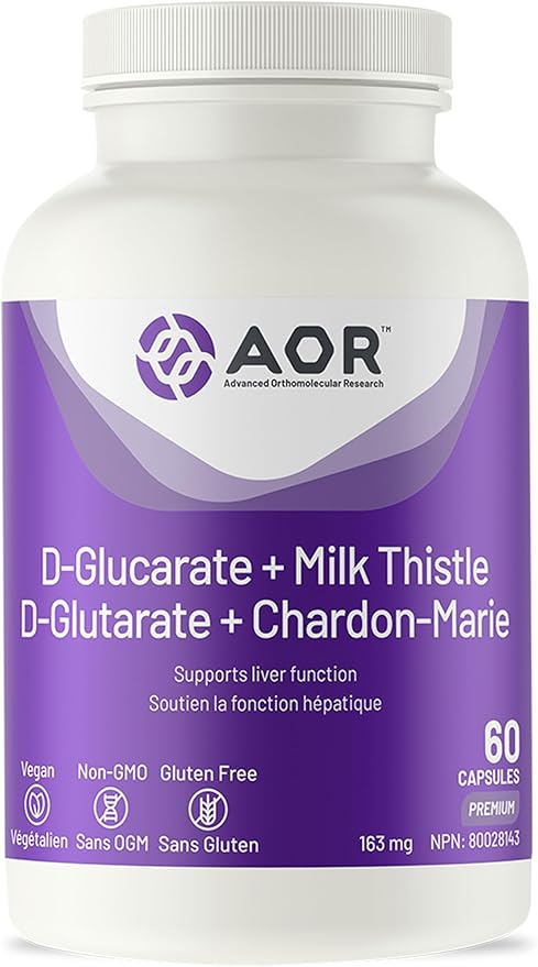 002  AOR 鈣 D-葡萄糖酸 + 奶薊草補充劑，60 粒膠囊，30 天用量 - 肝臟健康配方 - 純素、非基因改造、無麩質 - 奶薊草萃取物，平衡荷爾蒙 - 清潔計劃的理想選擇