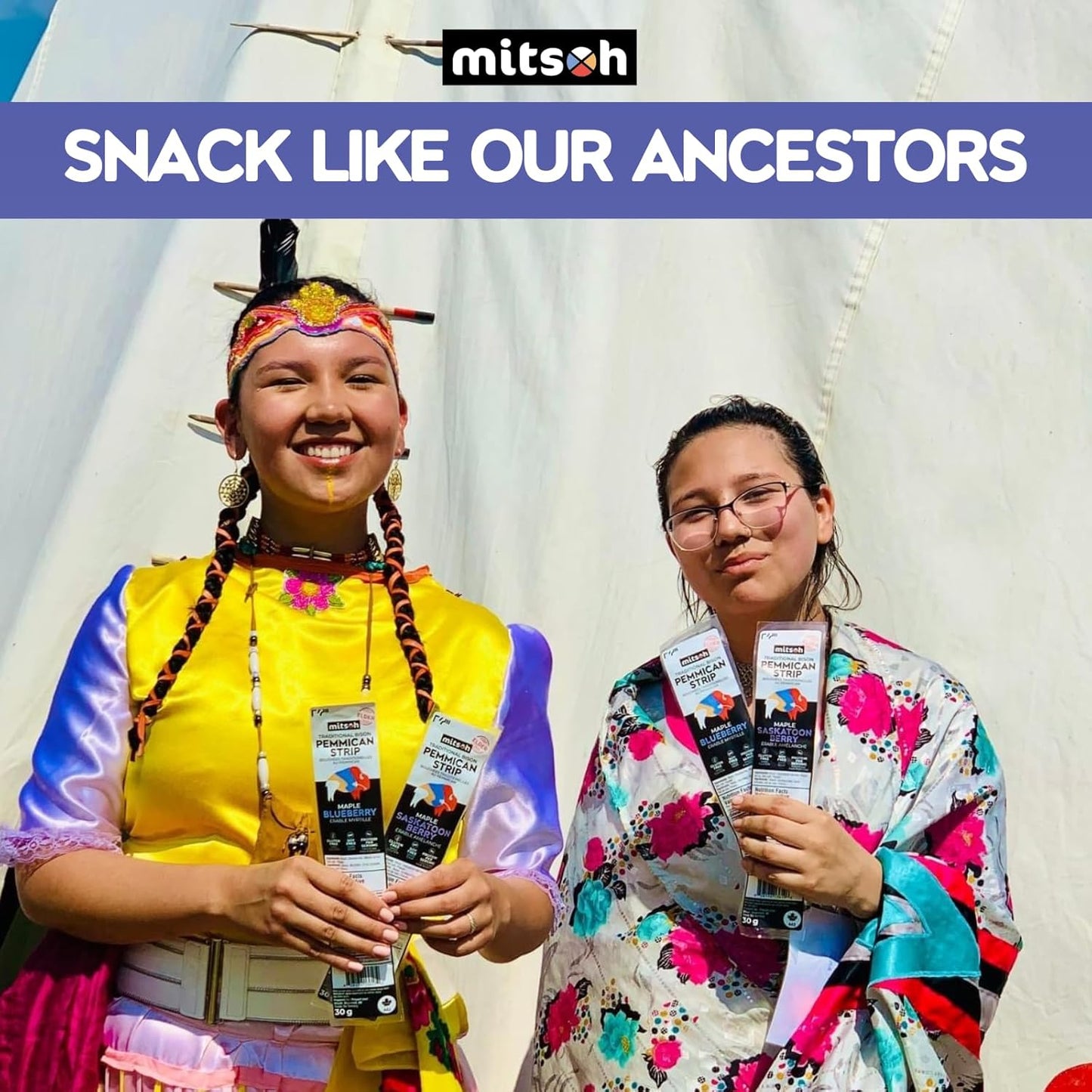 野牛草莓草莓乾點心 | 原住民超級食物 | 採用草飼野牛製成 | 加拿大原住民所有 | 高蛋白、無麩質、無大豆，4 包