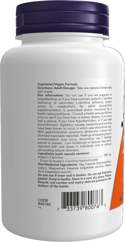 NOW Nac 強效片劑，1000 毫克，120 粒 & 乙醯左旋肉鹼 500 毫克，100 粒素食膠囊