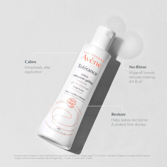 Eau Thermale Avène Tolérance Gel Cleanser Lotion for all types of hypersensitive skin, reactive skin, minimal Ingredients, 400 ml