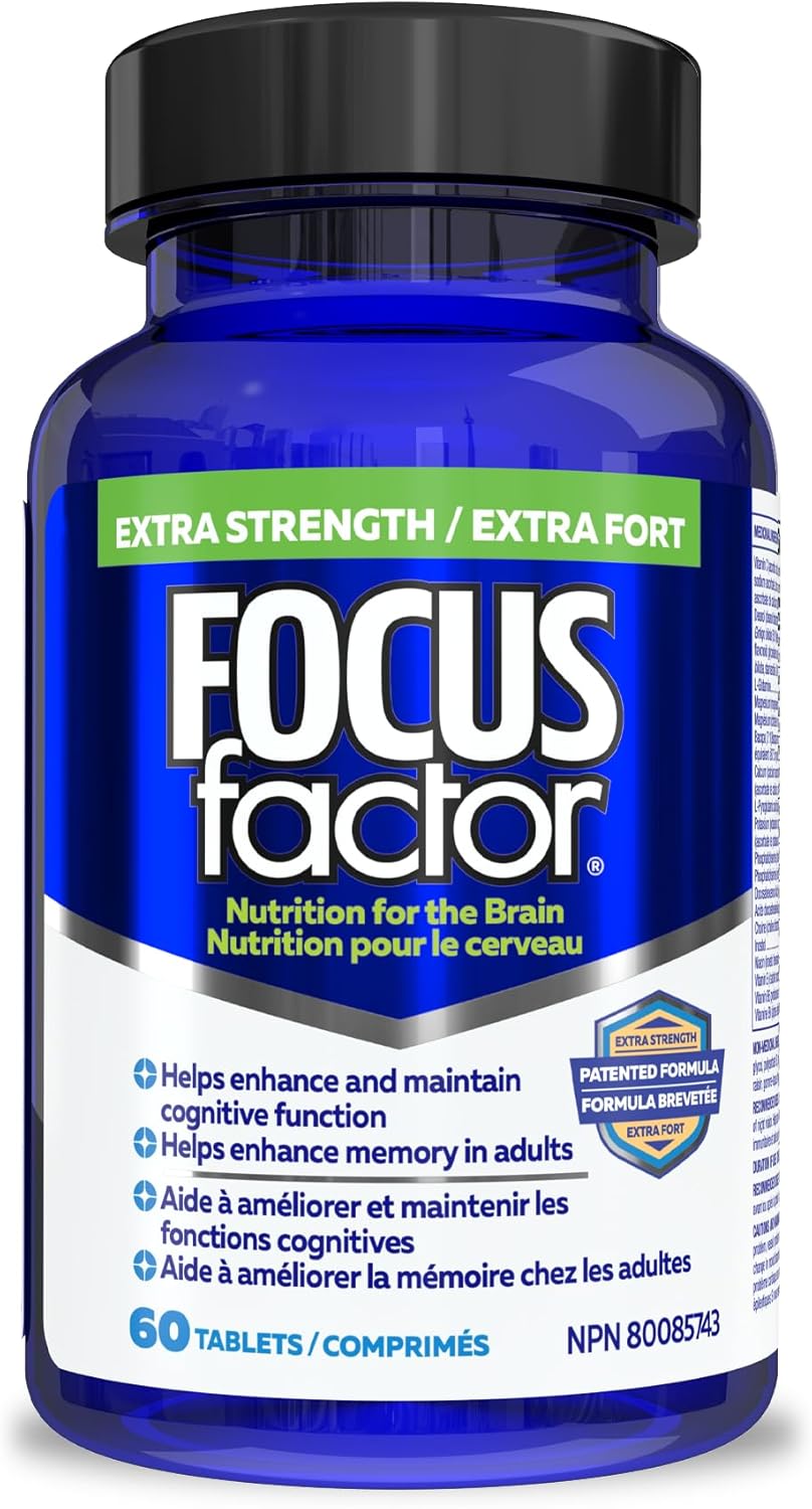 Focus Factor 加強型，60 粒 - 複合維生素補充劑，含維生素 B6、B12、D3、鋅、磷脂酰絲氨酸、假馬齒莧、銀杏和 DMAE，可增強成人的記憶力和認知功能