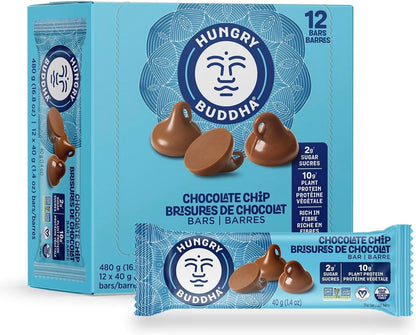 HUNGRY BUDDHA 植物蛋白棒，低糖，高能量零食，不含乳製品和花生，12 包，巧克力碎