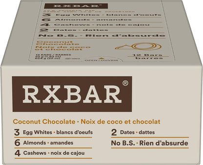 RXBAR Vanilla Almond Protein Bar 12 x 52 g & Protein Bar Coconut Chocolate 12x52g (Pack of 12)