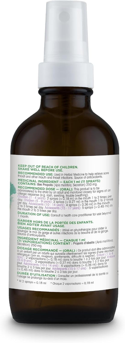 Organika 加拿大制造儿童蜂胶喷雾，含接骨木莓，天然无糖，缓解咽喉痛，增强免疫力，抗氧化 - 30ml