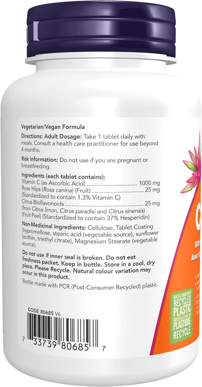NOW Supplements，维生素 C-1,000，含玫瑰果和生物类黄酮，抗氧化保护，100 片