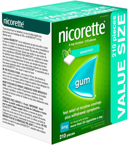 尼古丁口香糖，尼古丁 4 毫克，薄荷味，戒烟辅助剂和戒烟辅助剂，210 片装 & 尼古丁口香糖，戒烟辅助剂和戒烟辅助剂，肉桂味，4 毫克，105 片装