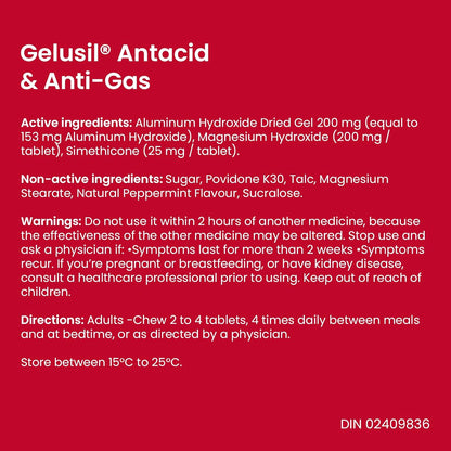 Gelusil® 抗酸咀嚼片 - 100 片，快速緩解胃部不適、胃灼熱、消化不良和脹氣，薄荷味