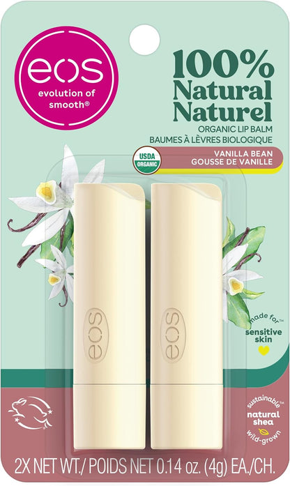 EOS 100% 天然有機潤唇膏 - 多種包裝 + 香草豆球 | 保濕唇部護理套裝