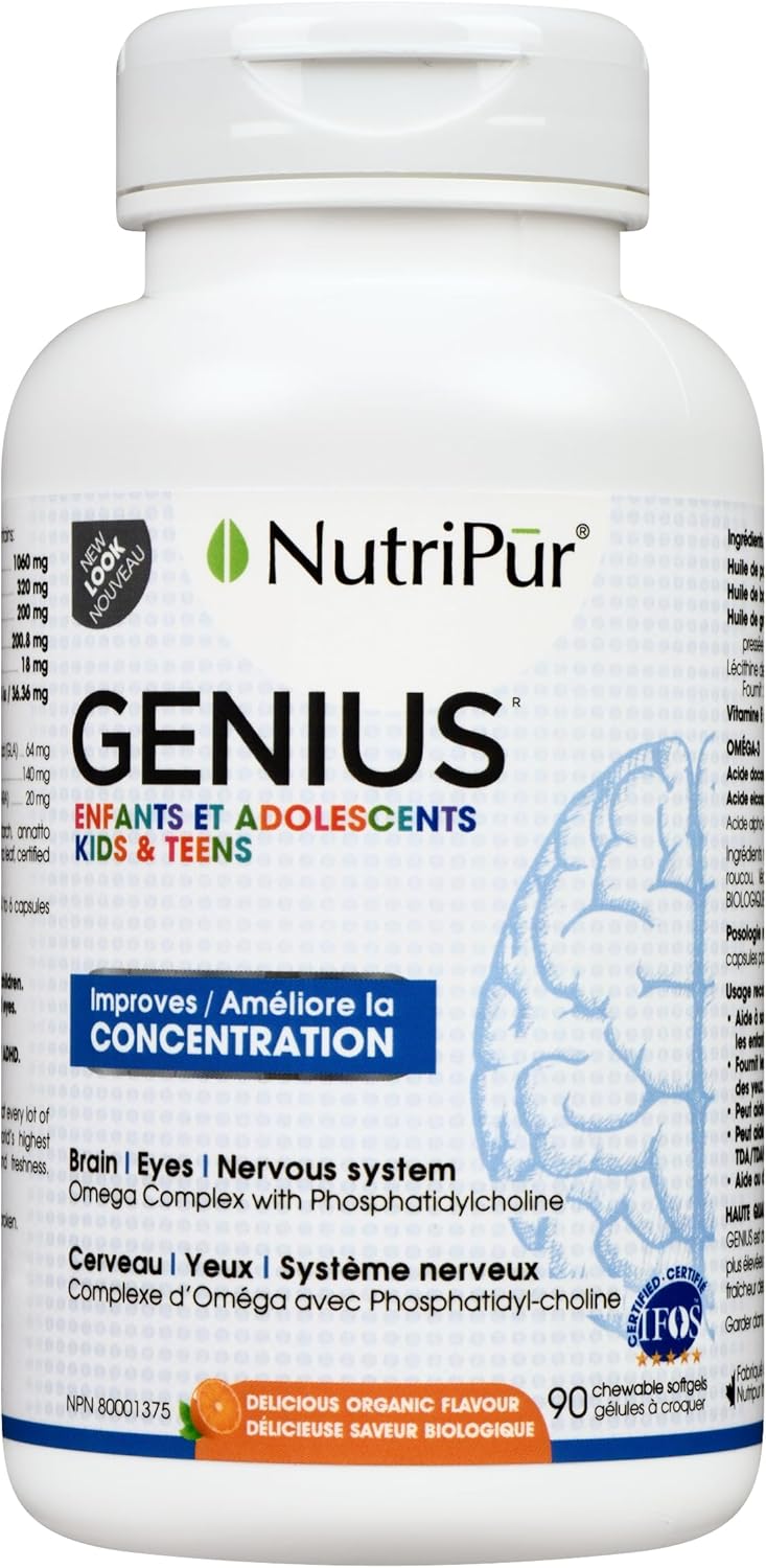 Nutripur GENIUS 儿童和青少年 - 注意力缺陷多动障碍 (ADD/ADHD) 配方，90 粒咀嚼软胶囊