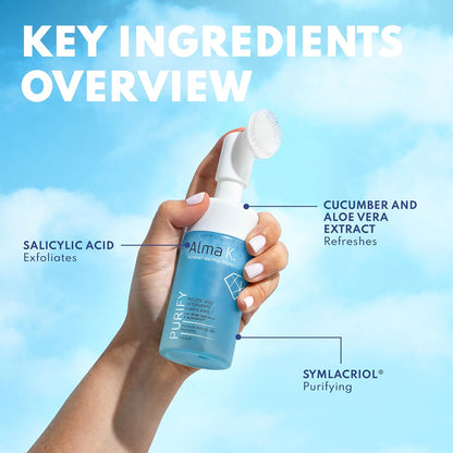 Alma K Pore Cleansing Foaming Mousse - Gentle Face Cleanser for Women - Hydrating Facial Cleanser with Salicylic Acid - Face Wash for Women - 3.7 Fl oz