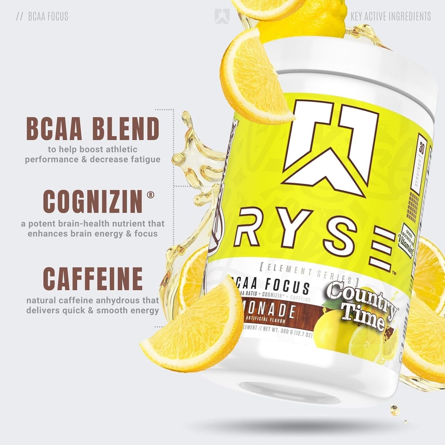 Ryse BCAA Focus - Country Time Lemonade 30 Servings