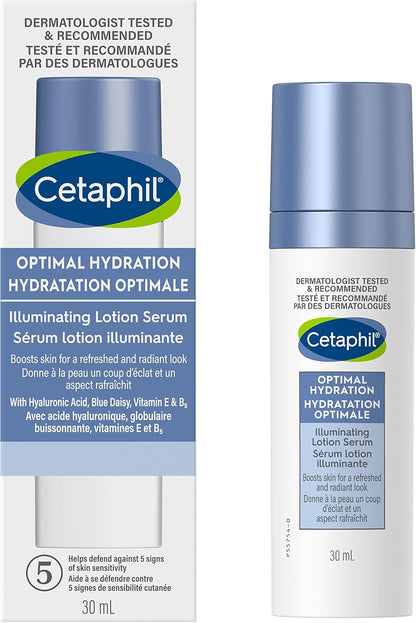 Cetaphil 舒缓眼部精华，针对皱纹、黑眼圈和浮肿，以及舒缓亮肤乳液精华（30ml） - 含透明质酸的面部精华