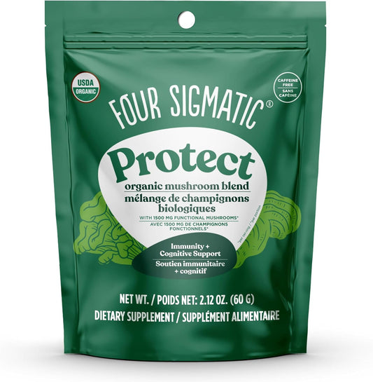 Four Sigmatic Mushroom Blend Defend Mix | Organic Mushroom Powder Complex with Lion’s Mane, Cordyceps, Chaga, Reishi and More | Natural Immune Support Supplement | Vegan, Gluten-Free | 30 Servings