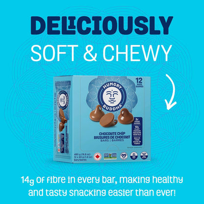 HUNGRY BUDDHA 植物蛋白棒，低糖，高能量零食，不含乳製品和花生，12 包，巧克力碎