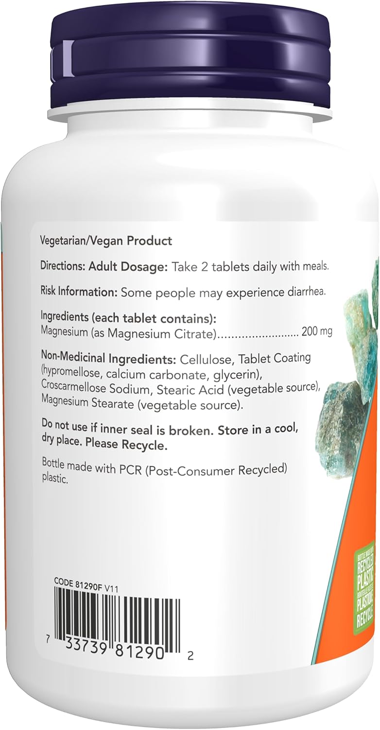 Now Foods 檸檬酸鎂 200 毫克 100 片 & Foods 檸檬酸鉀 99 毫克 180 粒